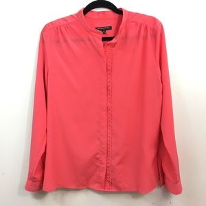 Banana Republic Pink Button Blouse with Ruffle
